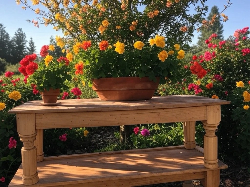 Table transformée en jardiniere